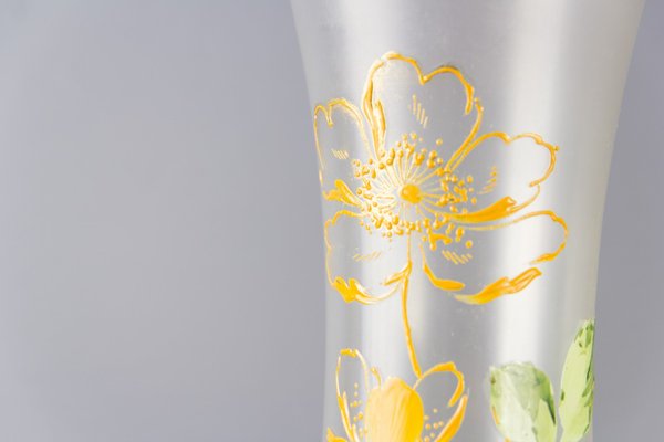 Art Nouveau French Colored Glass Vases 1920s Set Of 2 For Sale