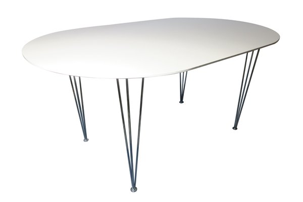Vintage Danish Ellipse Shaped Dining Table With Hairpin Legs