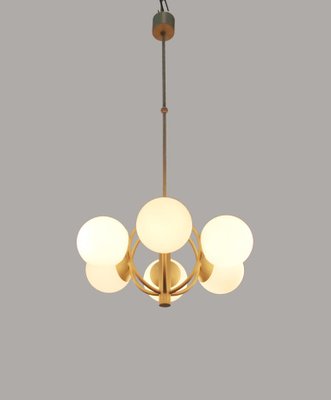 Opaline Glass Sputnik Chandelier from Kaiser Idell Kaiser Leuchten, 1960s Opaline Glass Sputnik Chandelier from Kaiser Idell Kaiser Leuchten, 1960s