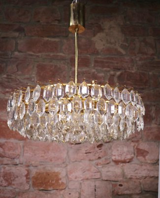 Large Austrian Brass Crystal Chandelier By Lobmeyr For