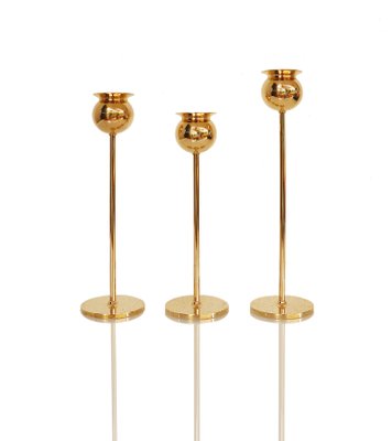3 Vintage Brass Tulip Candle Holders