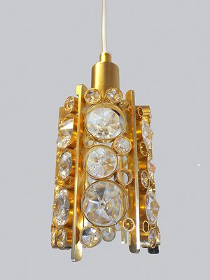 Small German Brass And Crystal Ceiling Lamp From Palwa 1960s