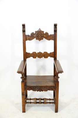 Antique Italian Walnut Throne Chair 1800s For Sale At Pamono