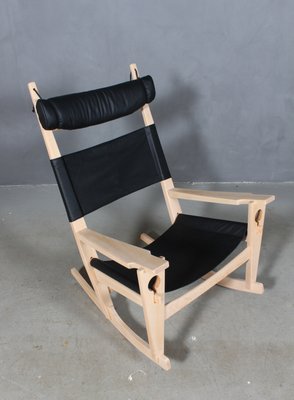Black leather sales rocking chair