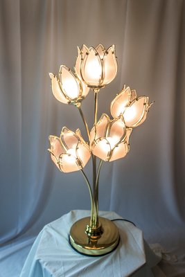 Vintage Italian Colored Glass Flower Italian table lamp with vintage glass