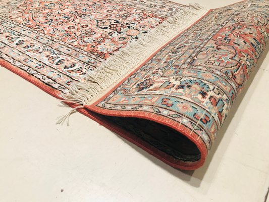 Indische Vintage Kashmir Teppiche Aus Seide Wolle In Blau Rosa
