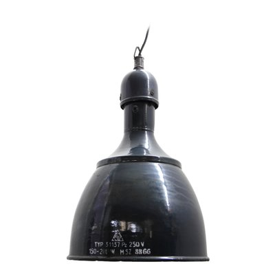 Industrial Dark Blue Enamel Pendant Lamp 1950s