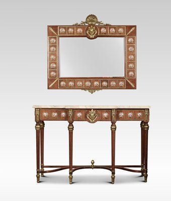 Louis Xvi Revival Enamel Metal And Marble Console Table Mirror Louis Xvi Revival Enamel Metal And
