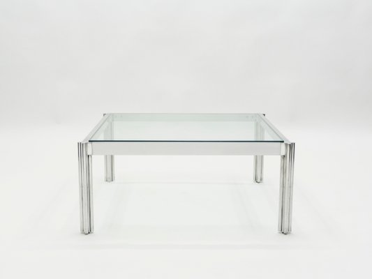 French Aluminum And Glass Coffee Table By George Ciancimino 1970s For Sale At Pamono