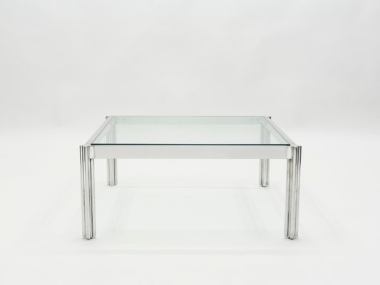 French Aluminum And Glass Coffee Table By George Ciancimino 1970s For Sale At Pamono