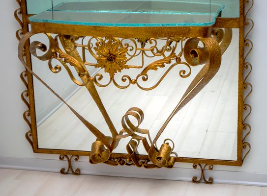 Italian Mirrored Glass And Wrought Iron, Wrought Iron Vanity Table