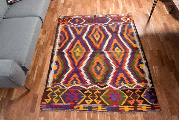 Vintage Turkish Multi Colored Wool Yuruk Kilim Rug 1960s For At Pamono