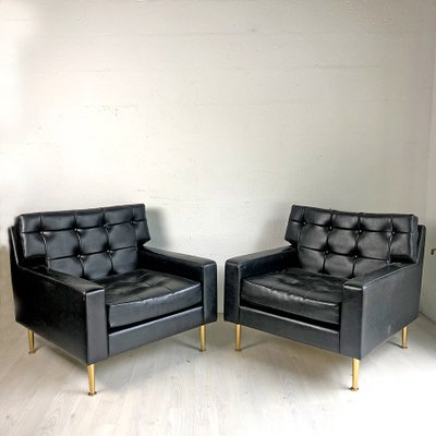 Italienische Mid Century Sessel Mit Bezug Aus Kunstleder 1960er 2er Set