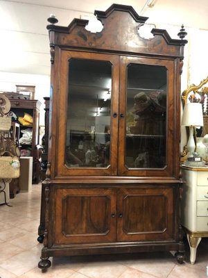 Antique Glass Walnut Display Cabinet For Sale At Pamono