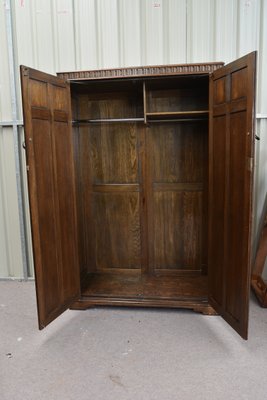 Antique Carved Oak Double Wardrobe For Sale At Pamono