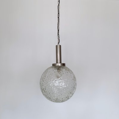 Mid Century Czech Textured Glass Globe Pendant Lamp