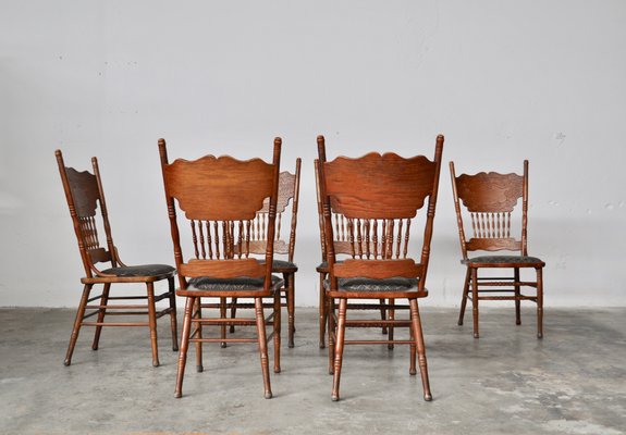 Vintage oak pressed back chairs deals