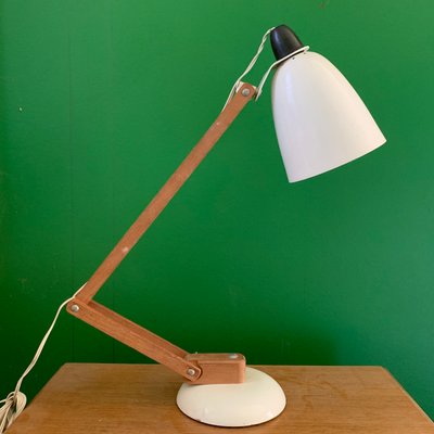 wood and metal table lamp