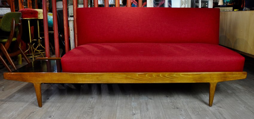 Mid Century Danish Sofa with Integrated Side Table 1960s