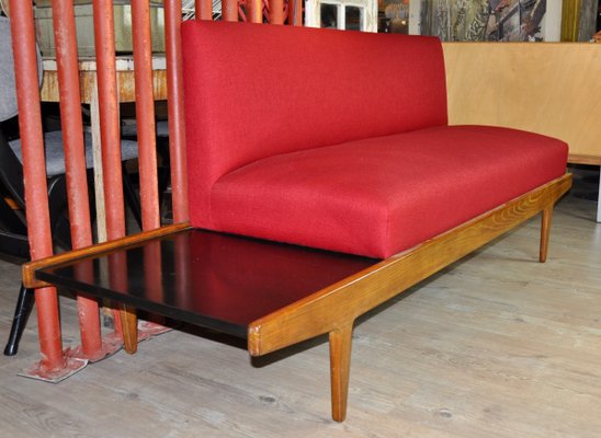 Mid Century Danish Sofa with Integrated Side Table 1960s