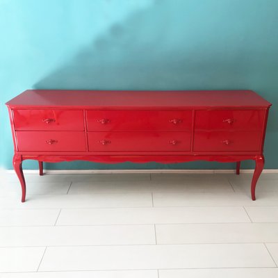 Antique Red Lacquered Chippendale Dresser For Sale At Pamono