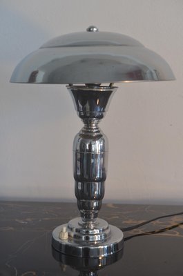 Art Deco Style French Chromed Table Lamp 1940s Art Deco Style French Chromed Table Lamp 1940s
