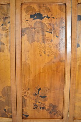 Antiker Jugendstil Paravent Aus Holz Und Brandmalerei Auf Glas Mit Vier Panelen Von G Royer 1910er 4er Set Bei Pamono Kaufen