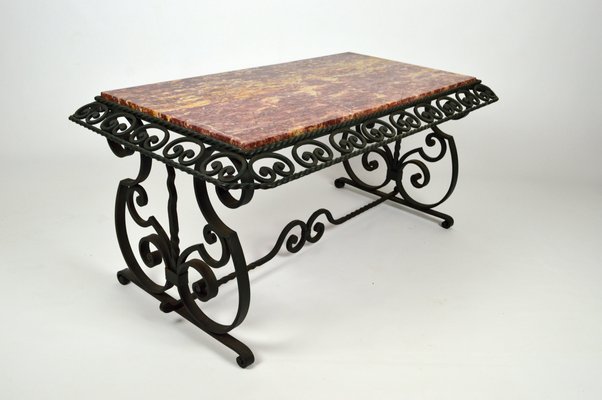 Art Deco Style Wrought Iron Coffee, Marble Coffee Table Top Replacement