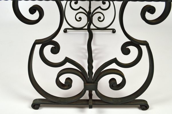 Art Deco Style Wrought Iron Coffee Table With Marble Top 1940s For At Pamono - Black Wrought Iron Coffee Table