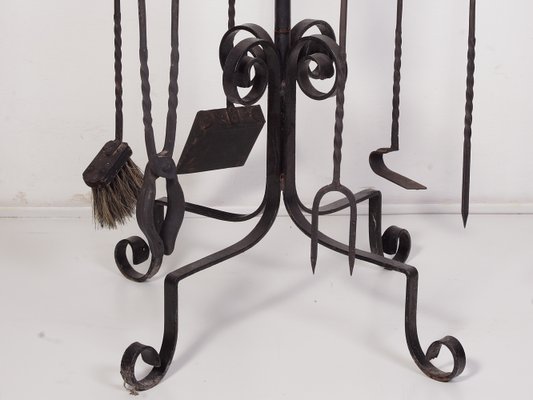 Wrought Iron Swivel Fireplace Tool Set 1970s For Sale At Pamono