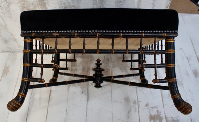 Large Antique Regency Faux Bamboo Stool for sale at Pamono