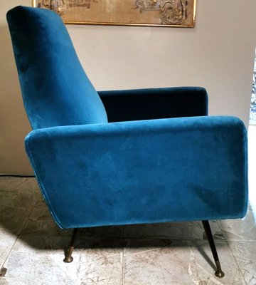 Vintage Italian Armchair in Velvet Ottanio Color for sale at Pamono