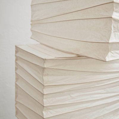 American Ribbed Washi Paper Ceiling Lamp 1950s