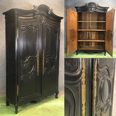Antique Black Oak Wedding Armoire For Sale At Pamono