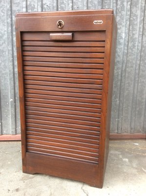 Small Vintage French Tambour Filing Cabinet For Sale At Pamono