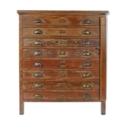 Vintage Industrial Printer S Filing Cabinet With 8 Drawers 1940s