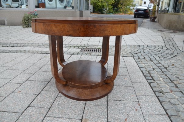 Oval Art Deco French Burl Wood Dining Table 1930s