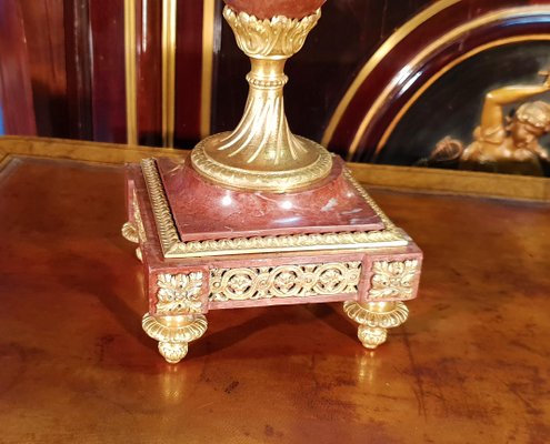 Antique Gilt Bronze Marble Table Lamp, Antique Marble Table Lamps