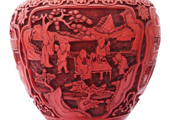 Mid Century Red Cinnabar Lacquer Vase For Sale At Pamono