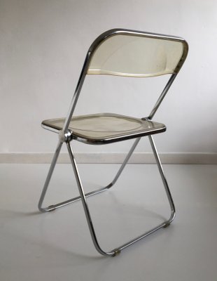 Mid Century Italian Chrome Lucite Plia Folding Chair By