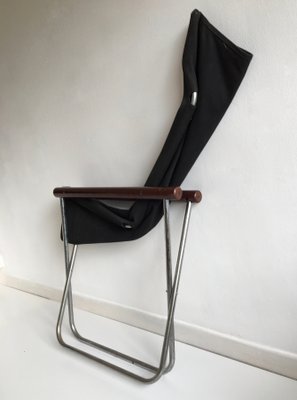 Mid Century Japanese Black Canvas Ny Folding Chair By Takeshi Nii For Jox Interni