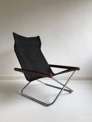 Mid Century Japanese Black Canvas Ny Folding Chair By Takeshi Nii For Jox Interni