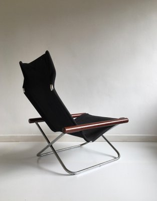 Mid Century Japanese Black Canvas Ny Folding Chair By Takeshi Nii For Jox Interni