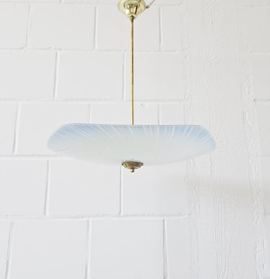 German Light Blue Glass Pentagonal Ceiling Lamp 1950s For Sale At