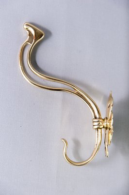 Art Nouveau Solid Brass Wall Hooks, Set of 3 for sale at Pamono
