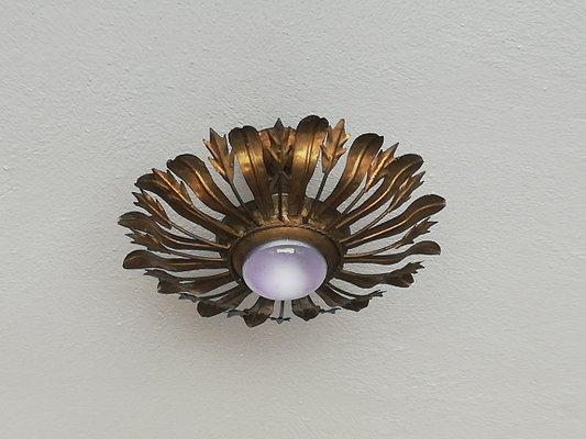 Vintage Gilded Iron Sun Ceiling Lamp 1960s For Sale At Pamono