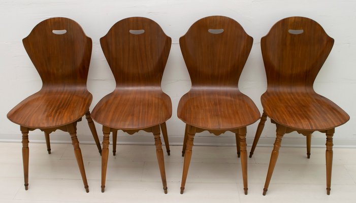 Curved Wood Dining Chairs By Carlo Ratti 1950s Set Of 4 For Sale At Pamono