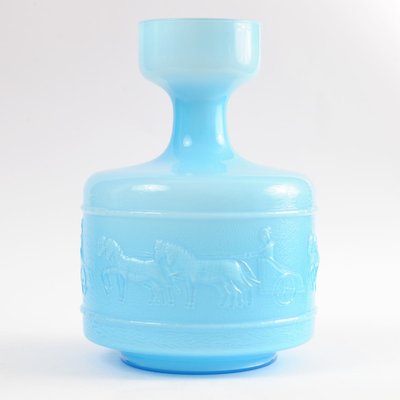 Mid Century Italian Pressed Glass Vase From Empoli 1960s For Sale