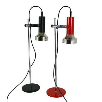 Black Red Desk Lamps 1970s Set Of 2 For Sale At Pamono