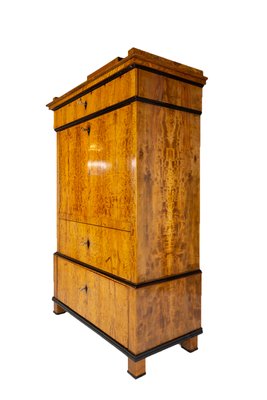Antiker Deutscher Biedermeier Schreibtisch Aus Birkenfurnier